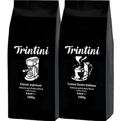 Produktbild von Trintini Set Espresso und Crema Gusto Italiana Kaffeebohne 2x1000g