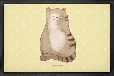Produktbild von Mr. & Mrs. Panda Schmutzfangmatte Katze Sitzen 50 x 75 cm - Gelb Pastell - Geschenk, Cats, Herz, fußmatte, Fussmatte, Eingangsmatte, Schmutzmatte, Katzen, Familie, Liebe