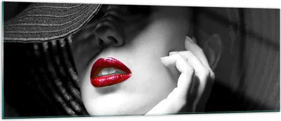 Produktbild von Bilder auf glas - Frau Gesicht Lippen - 140x50cm - Glasbilder - Wandbilder - Kunstdruck - zum Aufhängen bereit - Wanddekoration aus Glas - Glas Bilder - Wandbild auf Glas - Einteilig - GAB140x50-3618