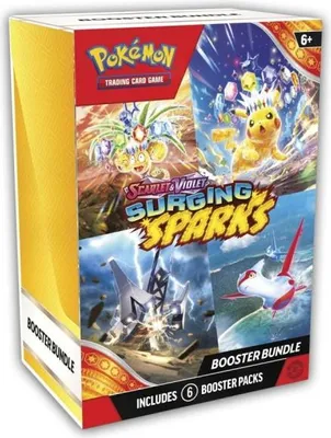 Produktbild von Pokémon TCG Sammelkartenspiel: Karmesin & Purpur – Surging Sparks Booster-Bundle (6 Booster-Packs) EN