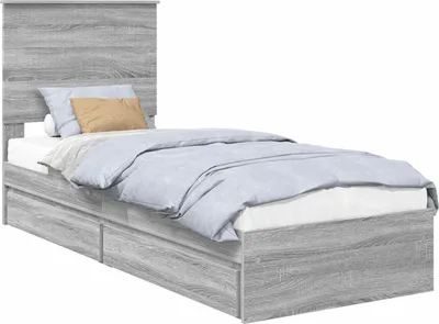Immagine prodotto di Letto contenitore vidaXL, colore grigio Sonoma, dimensioni 75 x 190 cm, realizzato in materiale composito di legno