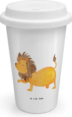 Produktbild von Mr. & Mrs. Panda Thermobecher Sternzeichen Löwe - Weiß - Geschenk, Geburtstag Juli, Kaffeebecher To Go, König Der Tiere, ToGo, August, Becher, Coffee