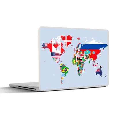 Produktbild von MuchoWow® Laptop Aufkleber Sticker Cover Welt - Karte - Flagge - Länder 31x22.5 cm - Laptop-Deko