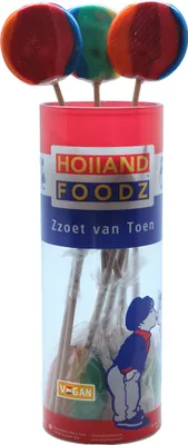 Obrázek produktu pro Holland Foodz duhová lízátka s ovocnými příchutěmi 50g 10 kusů