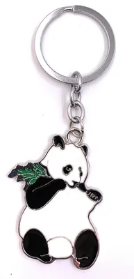 Produktbild von Onwomania Schlüsselanhänger Essender Panda Bär Bambus Metall Anhänger Charm