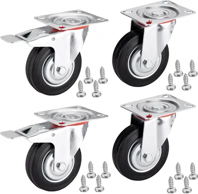 Produktbild von 4er Set Transportrolle 2x ohne Bremse und 2x mit Bremse Ø 125 mm