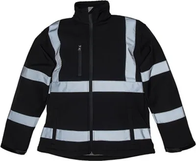 Produktbild von YOKO HVK09 | High Visibility 2 Bands & Braces Softshell Jacket - Farbe: Black - Größe: XXL