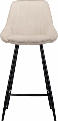 Produktbild von Set aus 2 Barhockern aus Cord und schwarzem Metall - Creme - MASURIE
