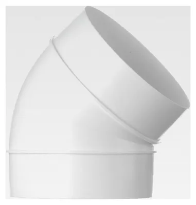 Produktbild von Rohrbogen 45 Grad 125 mm - Weißer PVC Rohrverbinder - Kunststoff Lüftungsrohr Bogen für runde Lüftungssysteme
