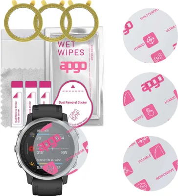 Produktbild von apgo 3 Stück Schutzglas, klar, kompatibel mit Garmin Fenix 6S Smartwatch, Hybrid 8H, Ersatz für Hartglas, Displayschutzglas, Bildschirmschutz, Displayschutz, kratzfest