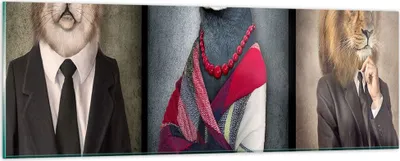 Produktbild von Bilder auf glas - Tier Abstraktion - 90x30cm - Glasbilder - Wandbilder - Kunstdruck - zum Aufhängen bereit - Wanddekoration aus Glas - Glas Bilder - Wandbild auf Glas - Einteilig - GAB90x30-4088