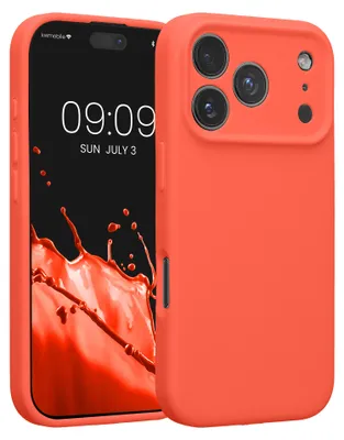 Produktbild von kwmobile Hülle kompatibel mit Apple iPhone 17 Pro - Hülle Silikon gummiert - Handyhülle - Handy Case in Neon Koralle