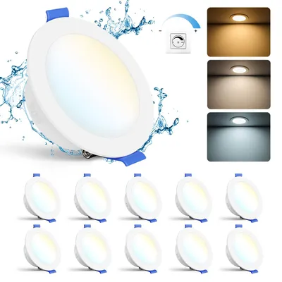 Produktbild von Gr4tec LED Einbaustrahler 230V Dimmbar, 6W LED Spots IP65, 3CCT, 10er Set