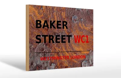 Produktbild von Holzschild London 30x20cm Street Baker street WC1