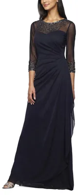 Produktbild von Alex Damen Langes Herzausschnitt in A-Linie Kleid für besondere Anlässe, Dunkles