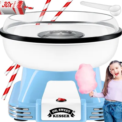 Produktbild von KESSER® Zuckerwattemaschine Set für dein zuhause - Mit 30x Zuckerwatte Stäbchen & Messlöffel - Retro Baumwolle Candy Maschine - Zuckerwatte Maschine Mit Zubehör - Höhe 22 cm  - 500 W