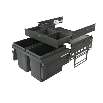 Immagine prodotto di NABER 8013373 Cestino per rifiuti da 44 (2x22) litri Cox® Base 360 S/600-2 con zoccolo, antracite, H 460 mm