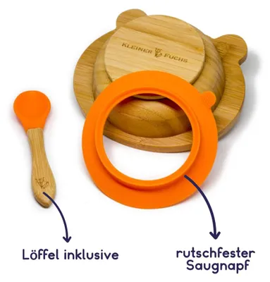 Produktbild von Kleiner Fuchs Bambus-Schüssel für Kinder inkl. Löffel - mit Saugnapf, Pandamotiv