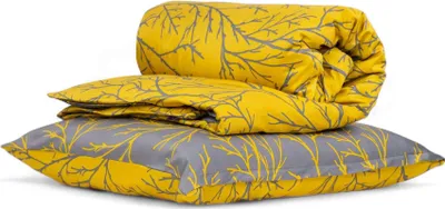 Produktbild von Brielle Mako Satin Wendebettwäsche Set 100 % Baumwolle\/Fadenzahl 220 mit Reißverschluss  2-teilig Deckenbezug 135 x 200 cm Kissenbezug 80 x 80 cm Gelb Grau