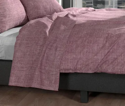Produktbild von Zo!Home Bettwäsche Lino 1 Bettwäsche 140x220cm mit 1 Kopfkissen 60x70cm 100% Baumwolle Wine Red