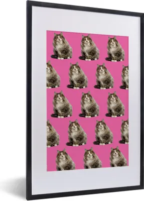 Produktbild von MuchoWow® MuchoWow® Gerahmtes Poster Katze - Muster - Braun 40x60 cm - Poster mit zchwarzem Bilderrahmen - Poster in Rahmen