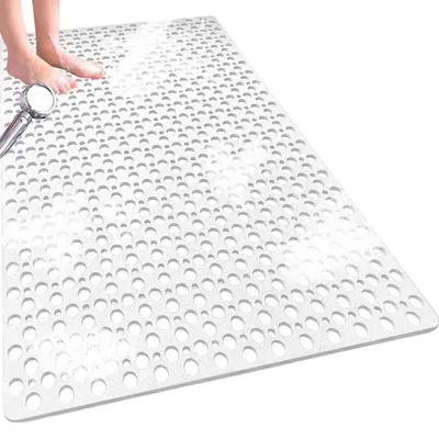 Immagine prodotto di Tappetino antiscivolo per doccia, antimuffa, 120 x 80 cm, bianco, lavabile in lavatrice