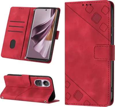 Produktbild von Hülle für OPPO Reno10 /Reno10 Pro Prägung Flip Leder Brieftasche Schutzhülle mit Ständer Rot