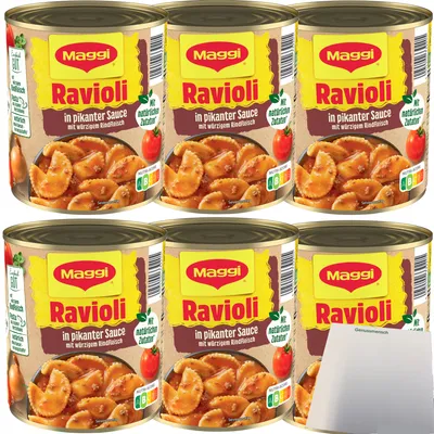 Produktbild von Maggi Ravioli in Pikanter Sauce mit würzigem Rindfleisch 6er Pack (6x800g) + usy Block