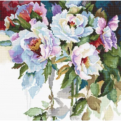 Obrázok produktu pre Luca-S "Biele ruže" sada krížikových výšiviek, 32x32cm