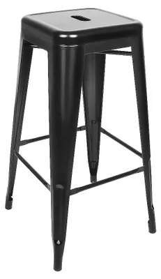 Produktbild von Industrielle Barhocker - Barstuhl 2er Set - Stapelbar aus Metall - Sitzhöhe 76 cm - Für Küche Bar Terrasse - Schwarz