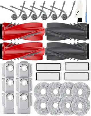 Produktbild von 30 Stück Qrevo S5V Zubehör für Roborock Qrevo S5V/Qrevo Curv/Qrevo Curv S5X/Qrevo Edge S5A Ersatzteile: 4 Hauptbürste,6 Seitenbürsten,4 HEPA-Filter,6 Staubbeutel,8 Wischpads
