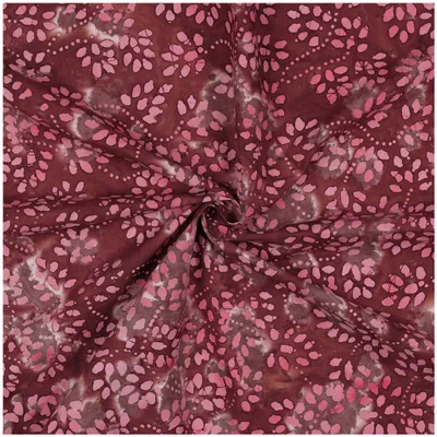 Baumwoll-Stoff Blätter-Batik ab 0,5m x 137cm handgefertigt Baumwolle Sommerstoff Oeko-Tex Meterware bordeaux