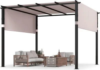 Produktbild von GOPLUS Pergola 3x3 m, Pavillon wasserdicht stabil Winterfest, Gartenpavillon aus Metall mit Überdachung, Sonnenschutz freistehend für Garten Hof Terrasse (Grau)