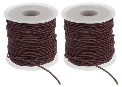Image de Cordon élastique - Diamètre de 1,5 mm - Pour bracelets - 2 rouleaux de 50 mètres - Marron
