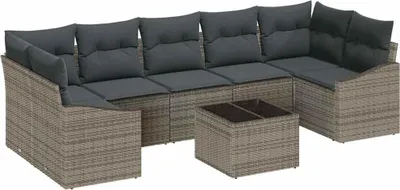 Obrázek produktu pro vidaXL Sedací souprava s polštáři s polštáři šedá 55 x 55 x 37 cm poly ratan