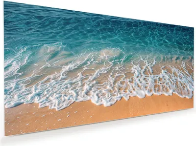 Produktbild von Glasbild 120x60cm in XXL für Wohnzimmer, Schlafzimmer Motiv Strand und Wellen