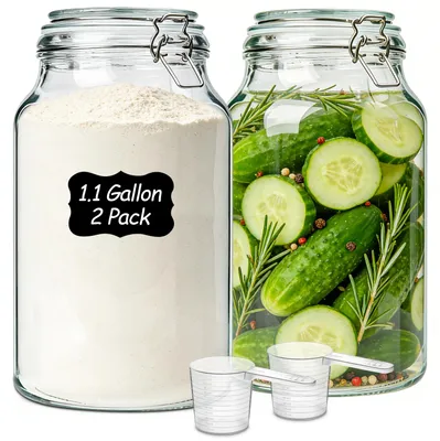 Vorratsgläser 4,1 L, 2er-Set, Bügelverschluss, Glas, 15,7 cm