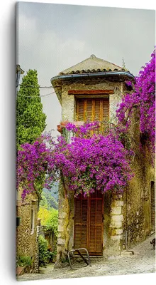 Produktbild von Bild auf Leinwand - Leinwandbild - Straße Sommer Blumen - 45x80cm - Wand Bild - Wanddeko - Leinwanddruck - Bilder - Kunstdruck - Wanddekoration - Leinwand bilder - Wandkunst - PA45x80-3589