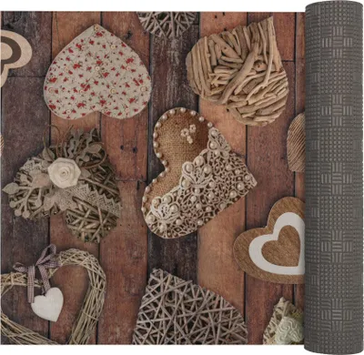 Produktbild von Küchenläufer LUIGI Holz Liebe pflegeleicht hochwertig Flurläufer Küchenteppich 52x400cm Braun Robust Teppichläufer