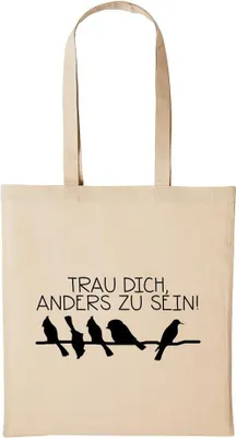 Produktbild von Huuraa Baumwollbeutel TRAU Dich, Anders ZU Sein! Geschenk Einkaufstasche Natural 10 Liter Baumwolle TRAU Dich, Anders ZU Sein! Accessoire