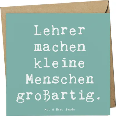 Produktbild von Mr. & Mrs. Panda Glückwunschkarte Spruch Lehrer Großartig - Meeresbrise - Geschenk, Dankbarkeit, faltkarte, Grußkarte, Danksagung, Klappkarte, Danke sagen, anlasskarte