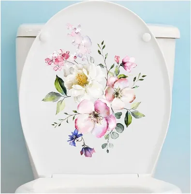 Produktbild von Blumen-WC-Sitzaufkleber, wasserfest, Badezimmerdekoration