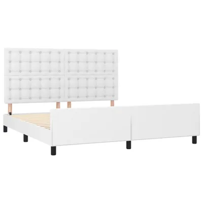 Produktbild von Bettgestell mit Kopfteil Weiß 160x200 cm Kunstleder