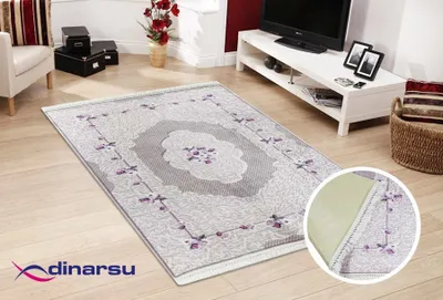 Produktbild von Dinarsu Waschbarer Teppich 1017-Lila 4mm 6x Größen Läufer Lila : 120x160 cm