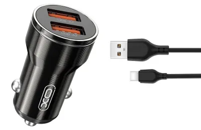 Zdjęcie produktu dla Xo Ładowarka Samochodowa Cc48 2X Usb 2,4A Czarna + Kabel Usb-C