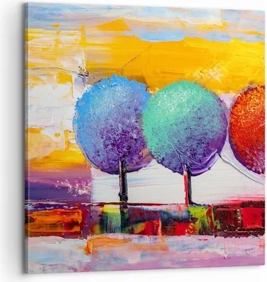Produktbild von Bild auf Leinwand - Leinwandbild - Bäume Wiese Sommer - 60x60cm - Wand Bild - Wanddeko - Wandbilder - Leinwanddruck - Bilder - Kunstdruck - Wanddekoration - Leinwand bilder - Wandkunst - AC60x60-4110