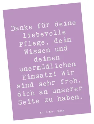 Produktbild von Mr. & Mrs. Panda Postkarte Spruch Dankbare Pflegekraft - Lavendeltraum - Geschenk, Aufmerksamkeit, Bedanken, Grußkarte, Postkarten, bildkarte, Anerkennung, Dankeschön