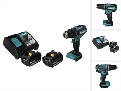 Produktbild von Makita DHP 485 RF Akku Schlagbohrschrauber 18 V 50 Nm Brushless + 2x Akku 3,0 Ah + Ladegerät