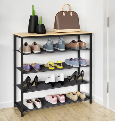 Produktbild von VCM Schuhregal | Maße ca. H. 87 x B. 90 x T. 30 cm | Schuhablage im Industrie Style Design | Regal mit 4 Fächern - Taliro