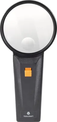 Produktbild von TOOLCRAFT 821031 821031 Handlupe mit LED-Beleuchtung Vergrößerungsfaktor: 2 x, 4 x Linsengröße: (Ø) 75 mm